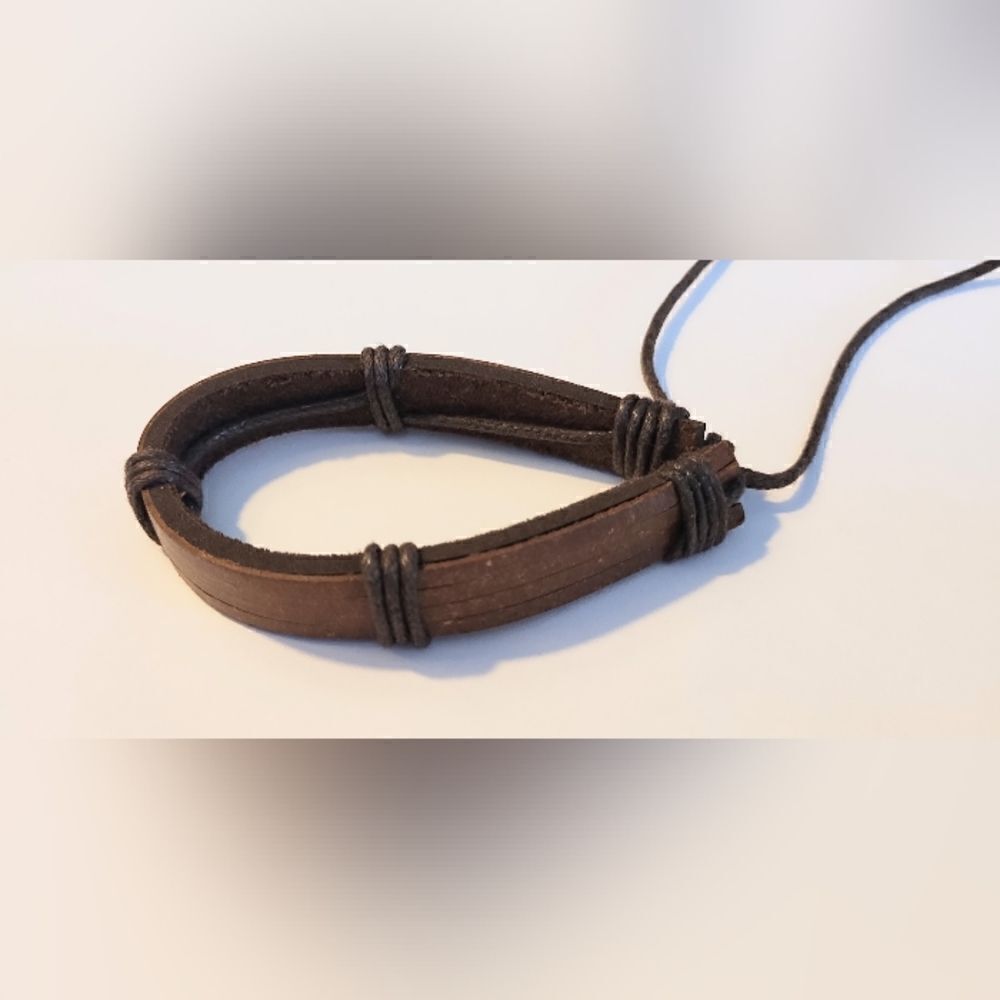 Bracelet men's leather layered brown new d63‎